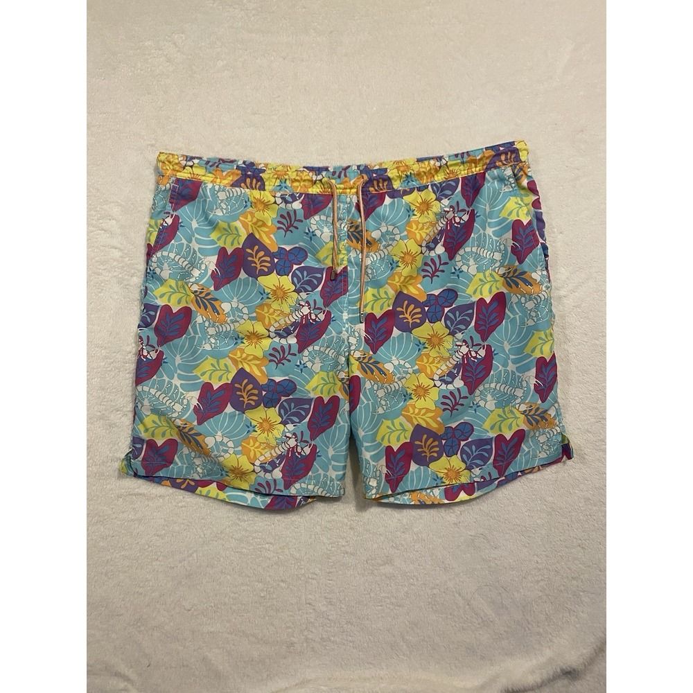 Peter Millar Size XL Seaside Floral Scorpion Swim Trunks Colorful Beach Vacay